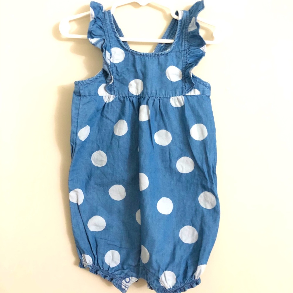 Baby girl Polka dot chambray Romper